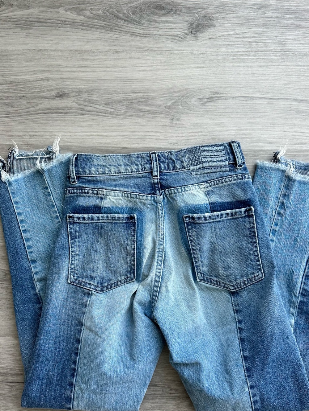 REVICE Two Tone Patchwork Ankle Jeans